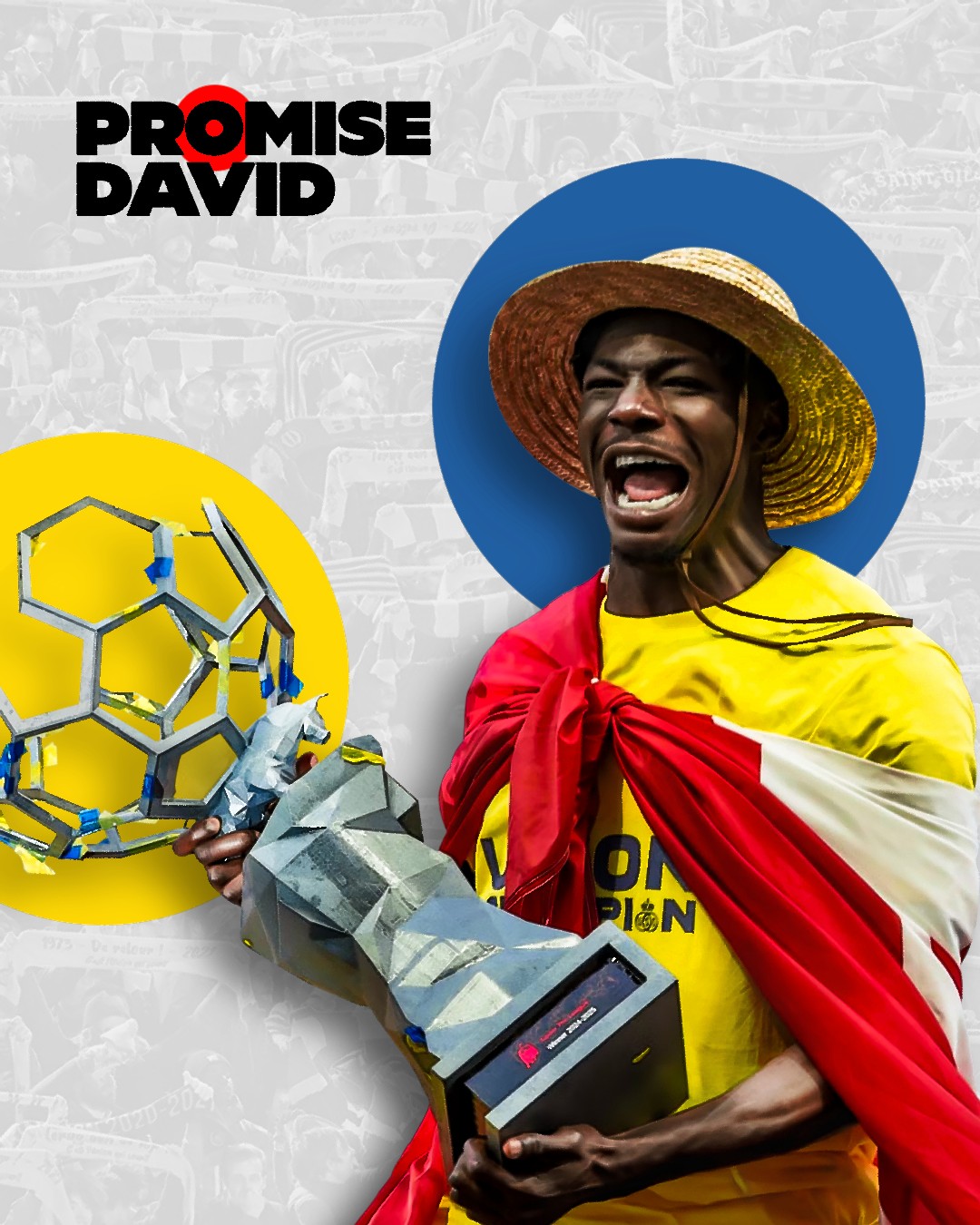 Promise David champion edit, lifting the trophy