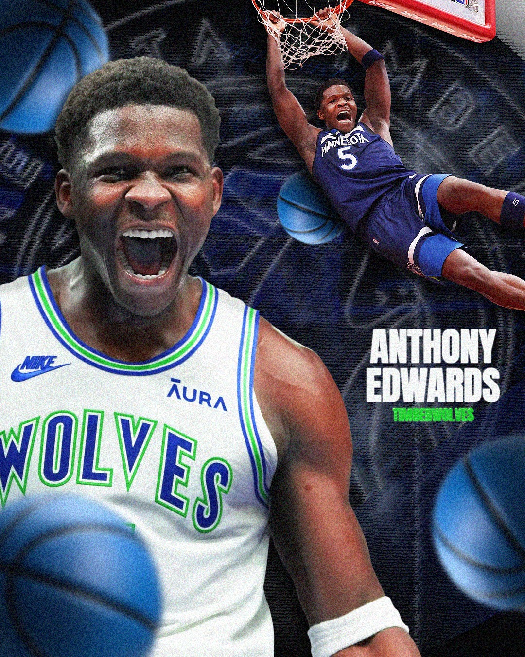 Anthony Edwards player edit in a Timberwolves jersey
