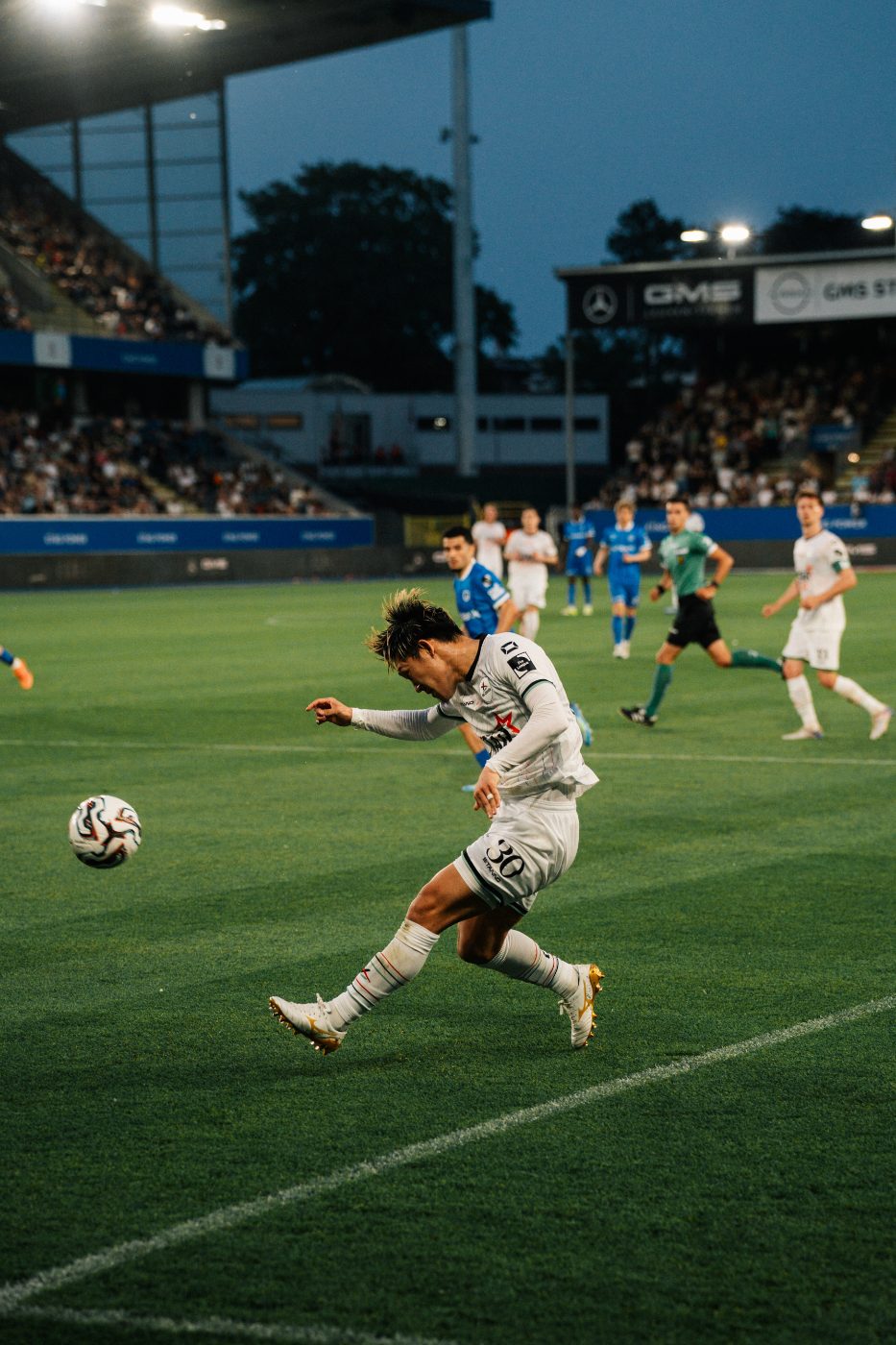 driving a shot forward during the match
