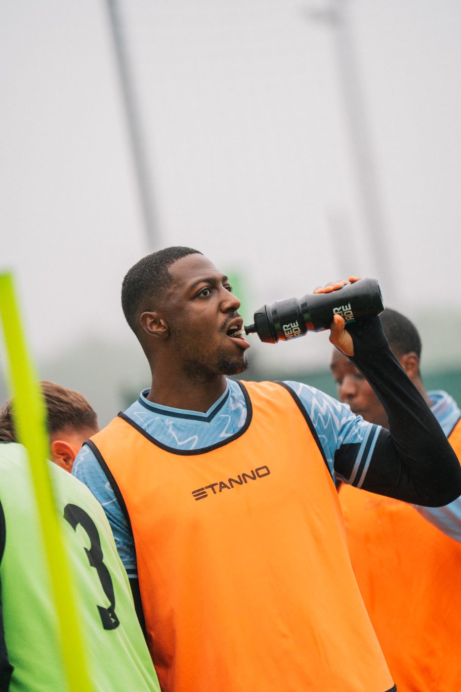 a water break during training