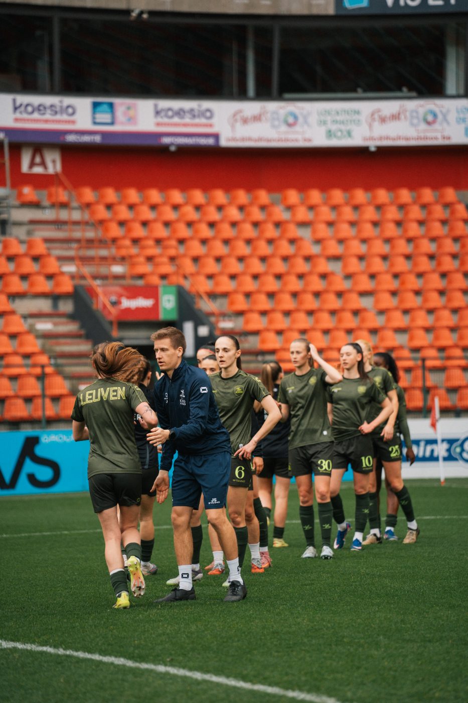 the women’s team warming up before the final
